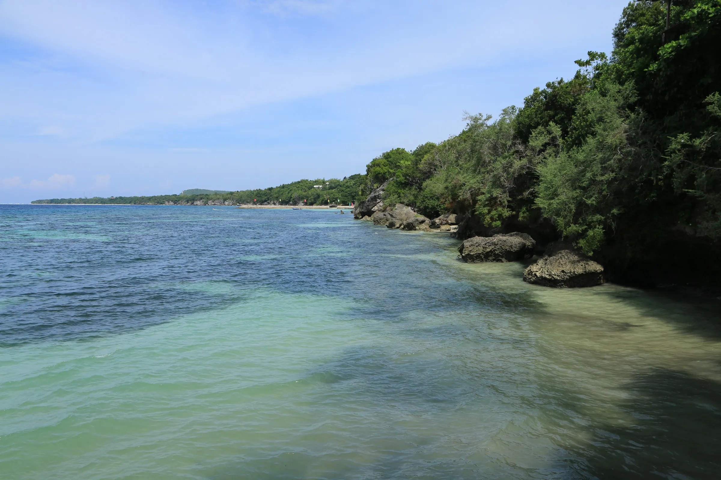 Clear shallows along the limestone shore of Dauis on Panglao Island